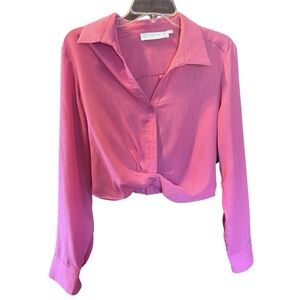 NWT ASTR the label pink cropped blouse